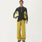 Men's Long Sleeve Half Zip Pullover Top with Color Block Panels and Contrast Seam Detailing