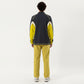 Men's Long Sleeve Half Zip Pullover Top with Color Block Panels and Contrast Seam Detailing