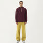 Men's Hooded Long Sleeve Pullover Top with Half Zip Front and Contrast Seam Detailing