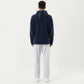Men's Hooded Long Sleeve Pullover Top with Half Zip Front and Contrast Seam Detailing