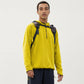 Men's Hooded Long Sleeve Pullover Top with Half Zip Front and Contrast Seam Detailing