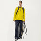 Men's Hooded Long Sleeve Pullover Top with Half Zip Front and Contrast Seam Detailing