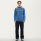 Men's Hooded Long Sleeve Pullover Top with Contrast Seam Detailing and Stretch Knit Construction