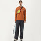 Men's Hooded Long Sleeve Pullover Top with Contrast Seam Detailing and Stretch Knit Construction