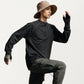 Men's Long Sleeve Half Zip Athletic Top with Stand Collar and Thumbhole Cuffs