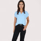 Women's V-Neck Short Sleeve Blouse with Rolled Cuffs and Soft Pleated Collar Detail - Small, Green