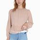 Women's Sheer Yoke Long Sleeve Blouse with Ruffle Neckline and Cinched Waist Detail - Small, Green