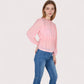 Women's Sheer Yoke Long Sleeve Blouse with Ruffle Neckline and Cinched Waist Detail - Small, Green