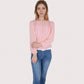 Women's Sheer Yoke Long Sleeve Blouse with Ruffle Neckline and Cinched Waist Detail - Small, Green