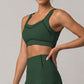 Wide Strap Sports Bra Scoop Neck High Impact Supportive Workout Yoga Gym Crop Top