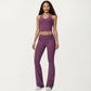Foldover Waist Flare Leggings with Smooth Stretch Knit Fabric