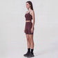 High Waist Ribbed Biker Shorts with Side Pocket and Adjustable Drawcord Detail
