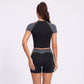 Short Sleeve Cropped Workout Top Crew Neck Fitted Athletic Shirt for Running Gym Training