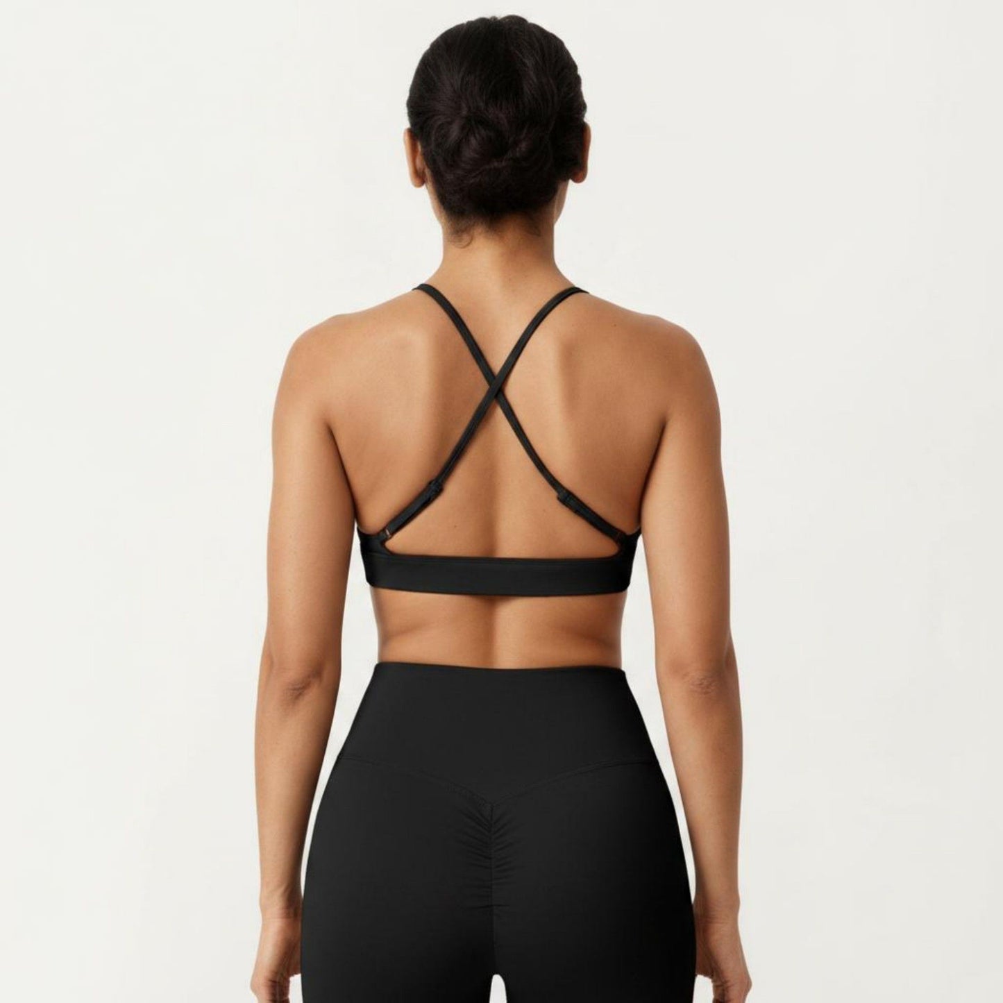 Triangle Sports Bra with Adjustable Cross Back Straps and Smooth Band