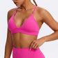 V Neck Cross Back Sports Bra Adjustable Strap Workout Top