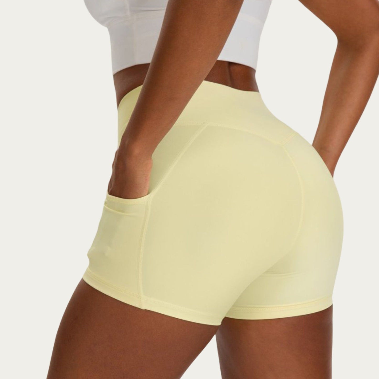 High Waist Biker Shorts with Side Pockets and Smooth Stretch Fit