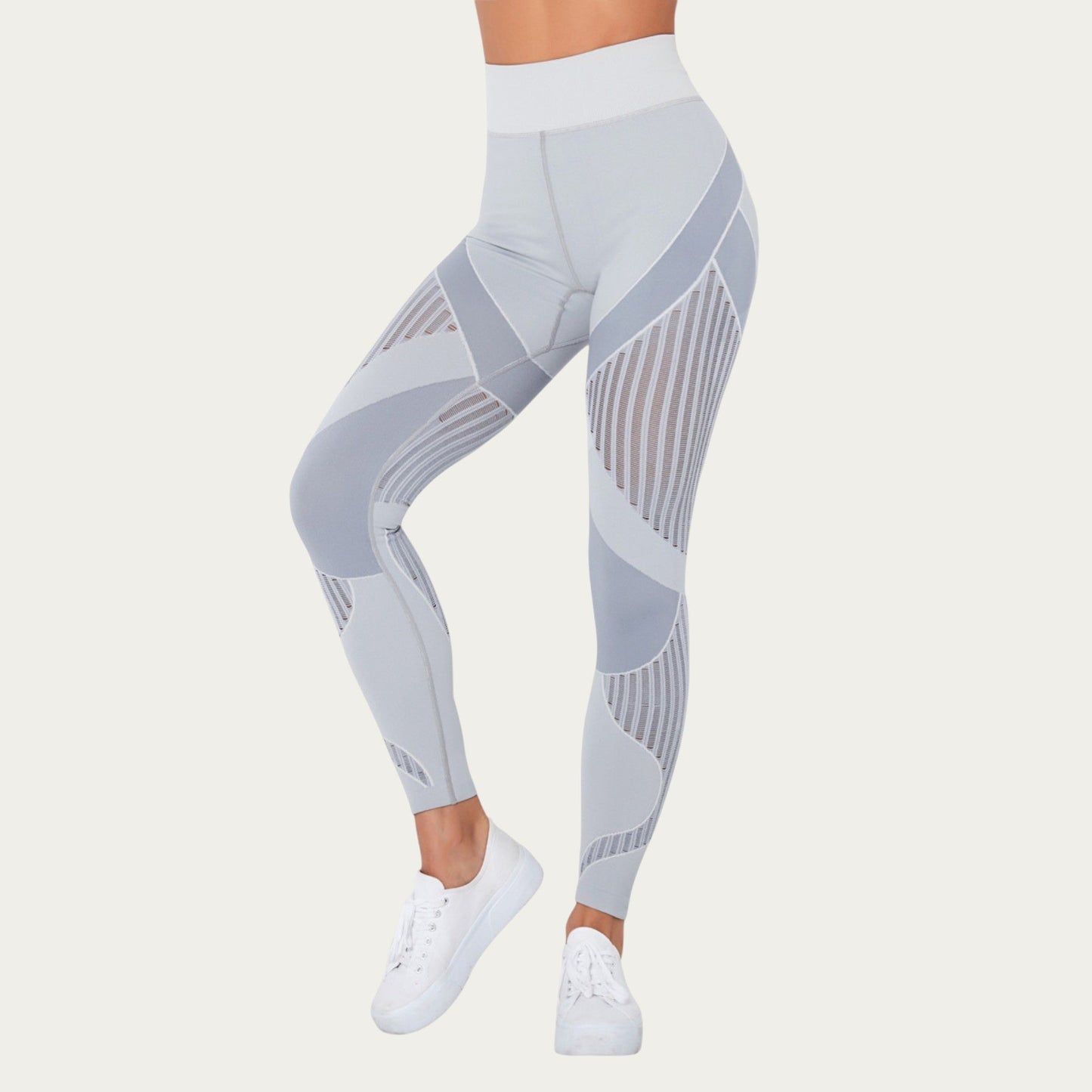 Seamless Patterned Leggings with Ribbed Details and Contouring Panels