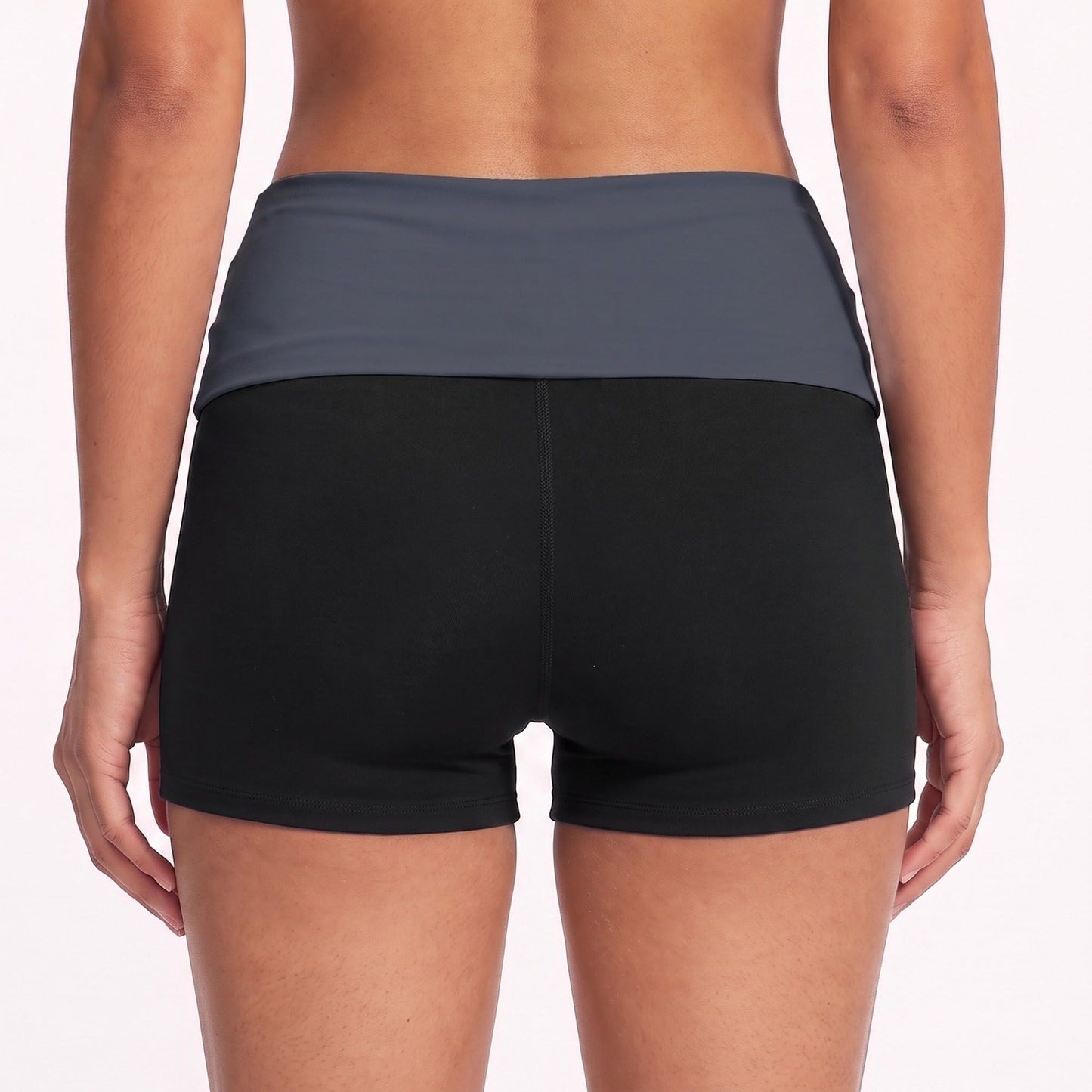 Foldover Waist Biker Shorts Stretch Workout Yoga Shorts