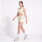 Polka Dot Foldover Waist Fitted Athletic Shorts for Yoga Dance Gym Workouts Running