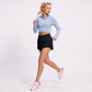 High Waist Running Shorts with Wide Waistband and Side Slits