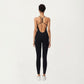 Scoop Neck Full-Length Activewear Bodysuit with Spaghetti Straps