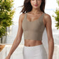 Longline Sports Bra with Wide Straps and Scoop Neck