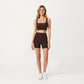 Square Neck Ribbed Cropped Tank Top with Seam Front Detail