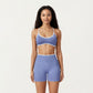 Contrast Trim Scoop Neck Sports Bra with Adjustable Spaghetti Straps