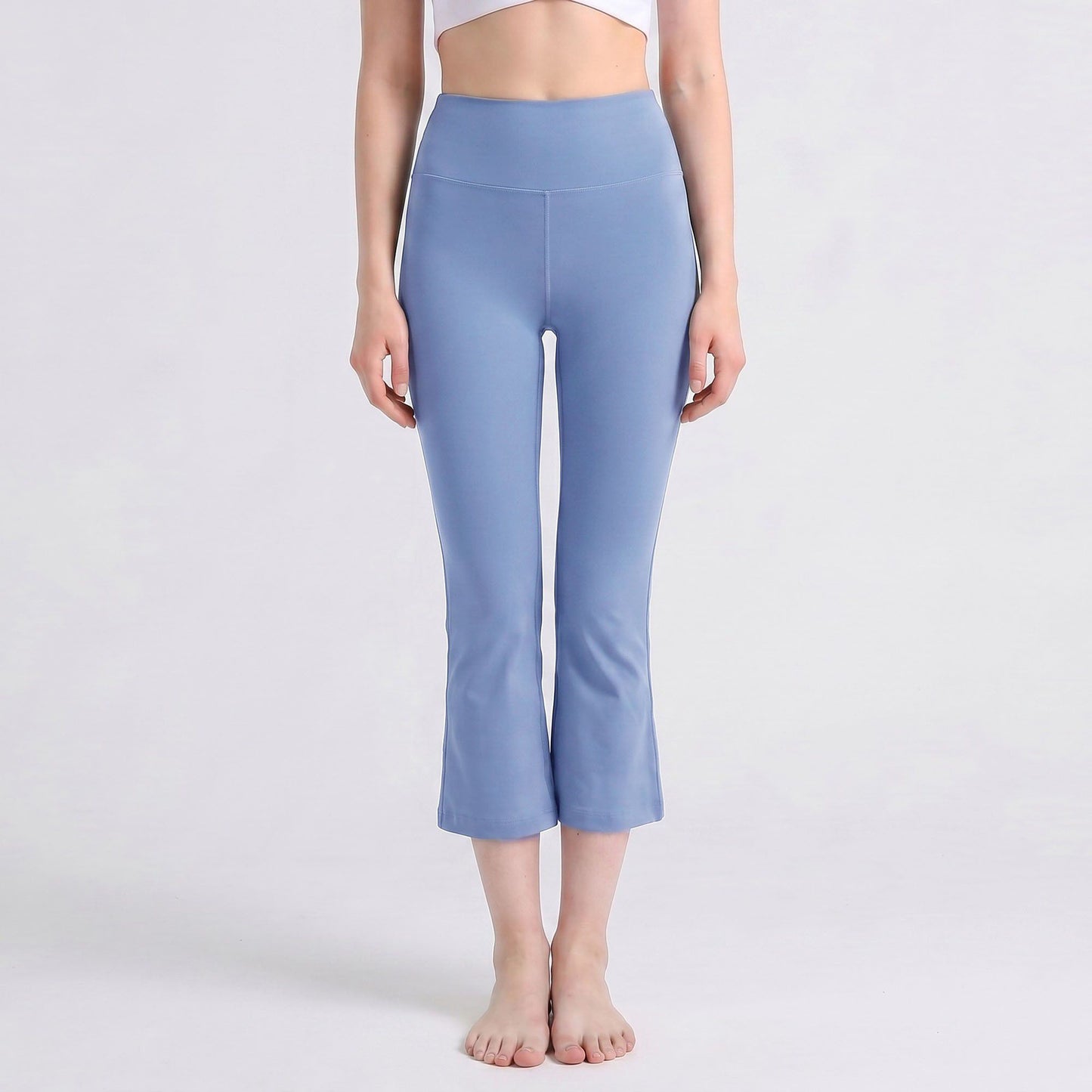 High Waist Cropped Flare Leggings with Wide Waistband Smooth Stretch Pull On Yoga Pants