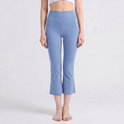 High Waist Cropped Flare Leggings with Wide Waistband Smooth Stretch Pull On Yoga Pants