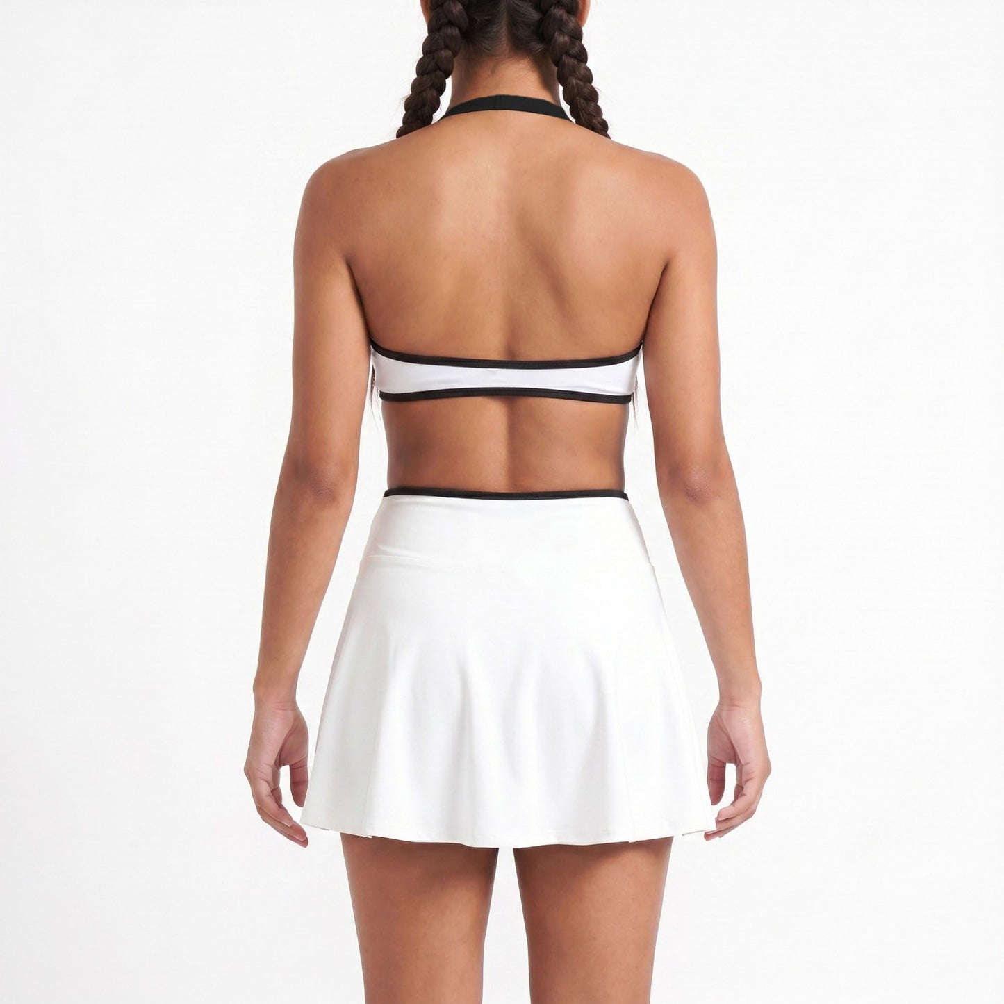 Padded Halter Sports Bra Tank Top Contrast Trim Workout Yoga Crop Top