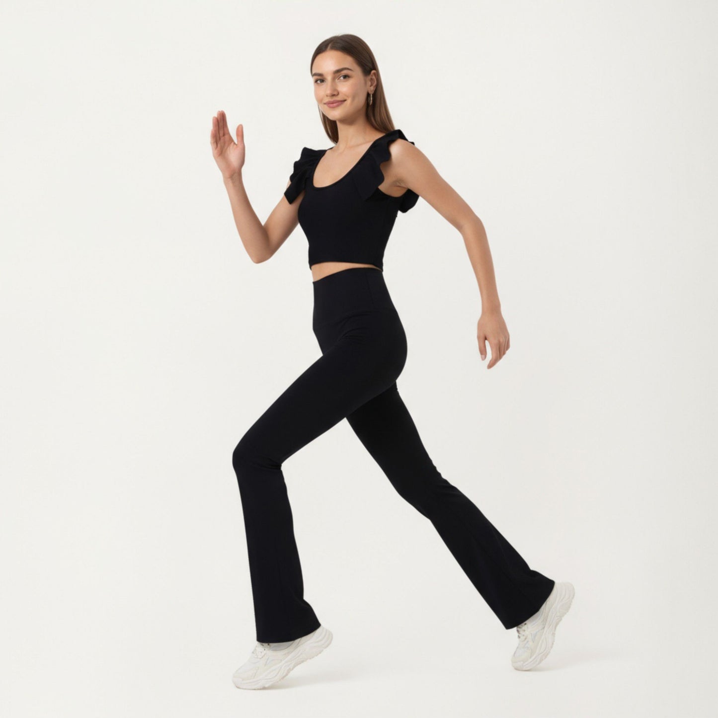 High Waist Flare Sweatpants with Slim Fit Stretch Fabric