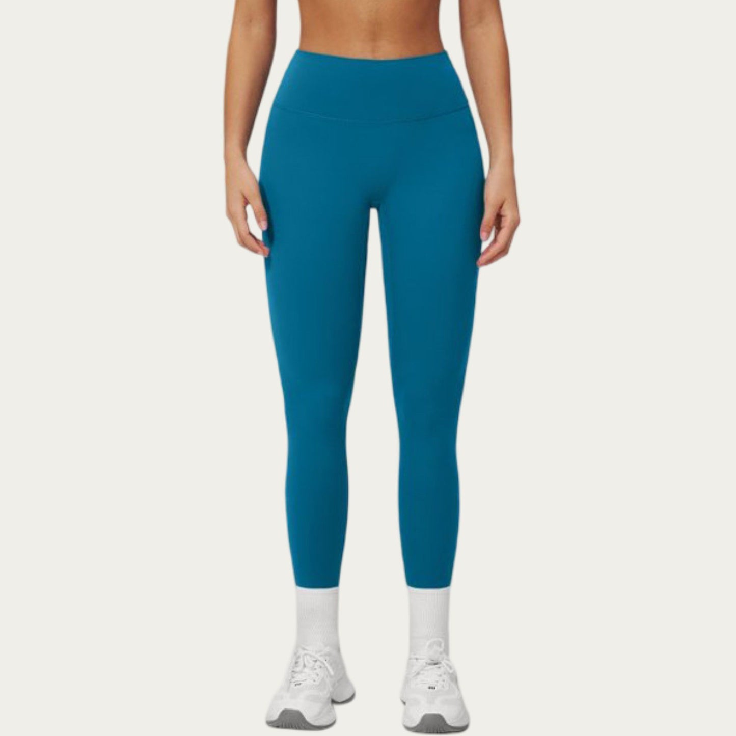 High Waist Leggings with Smooth Stretch Fabric and Curved Seam Detail