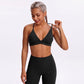 V Neck Cross Back Sports Bra Adjustable Strap Workout Top
