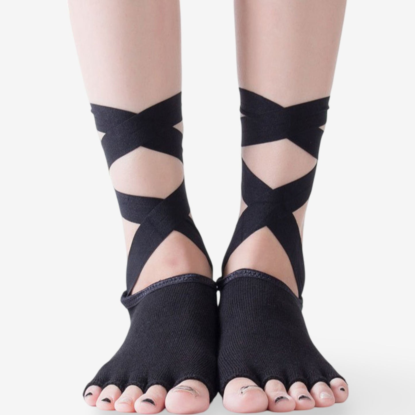 Tie-Strap Five-Toe Yoga Socks Non-Slip Pilates Socks 3 Pack