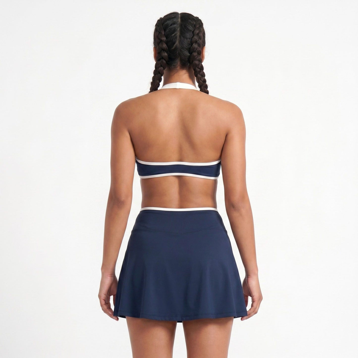Padded Halter Sports Bra Tank Top Contrast Trim Workout Yoga Crop Top