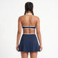 Padded Halter Sports Bra Tank Top Contrast Trim Workout Yoga Crop Top