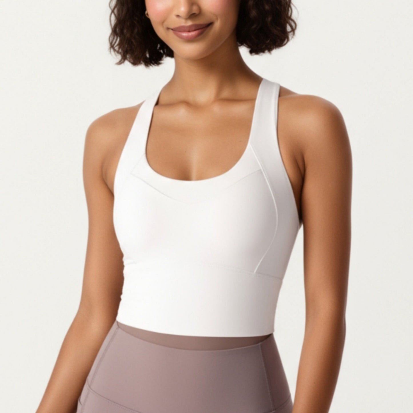 Cross Back Sports Tank Top with Scoop Neckline and Wide Supportive Band