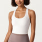 Cross Back Sports Tank Top with Scoop Neckline and Wide Supportive Band