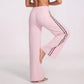 High Waist Wide Leg Workout Pants with Contrast Side Stripes
