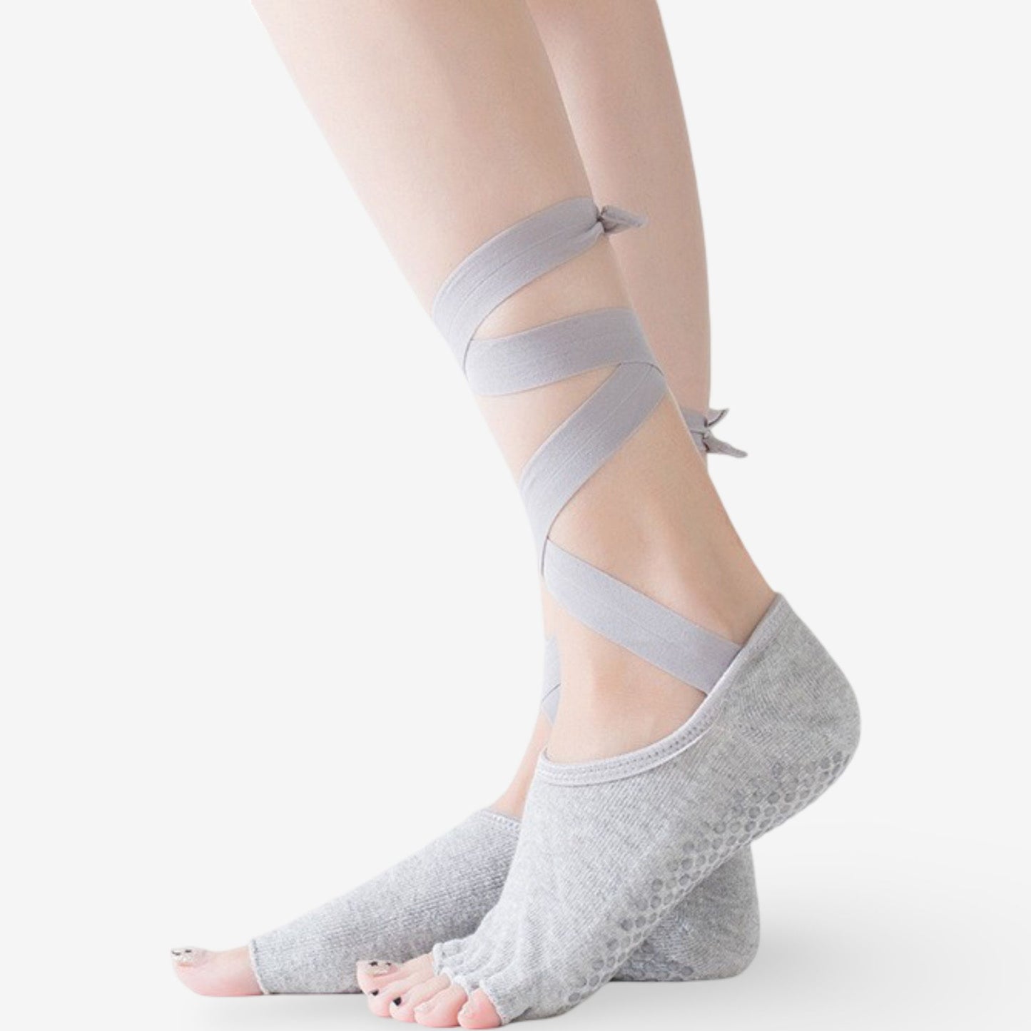 Tie-Strap Five-Toe Yoga Socks Non-Slip Pilates Socks 3 Pack