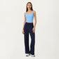 Square Neck Ribbed Knit Cropped Tank Top with Wide Shoulder Straps