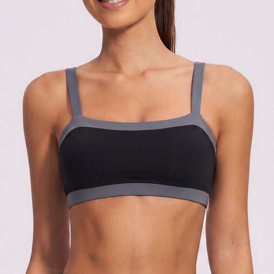 Square Neck Sports Bra with Slim Straps for Running Gym Training and Everyday Activewear