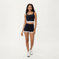 Square Neck Cropped Active Tank Top with Contrast Elastic Hem