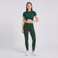 Short Sleeve Twist Front Crop Workout Top Crew Neck Yoga Activewear T Shirt