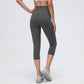 High Waist Capri Leggings with Wide Waistband Smooth Stretch Fit and Pull On Activewear Design