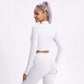 Cropped Full Zip Workout Jacket with Thumbholes