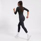 Elbow Sleeve Workout Top Crew Neck Fitted Crop Yoga Activewear Shirt