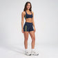 Padded Side Stripe Sports Bra Tank Top Scoop Neck Workout Yoga Crop Top