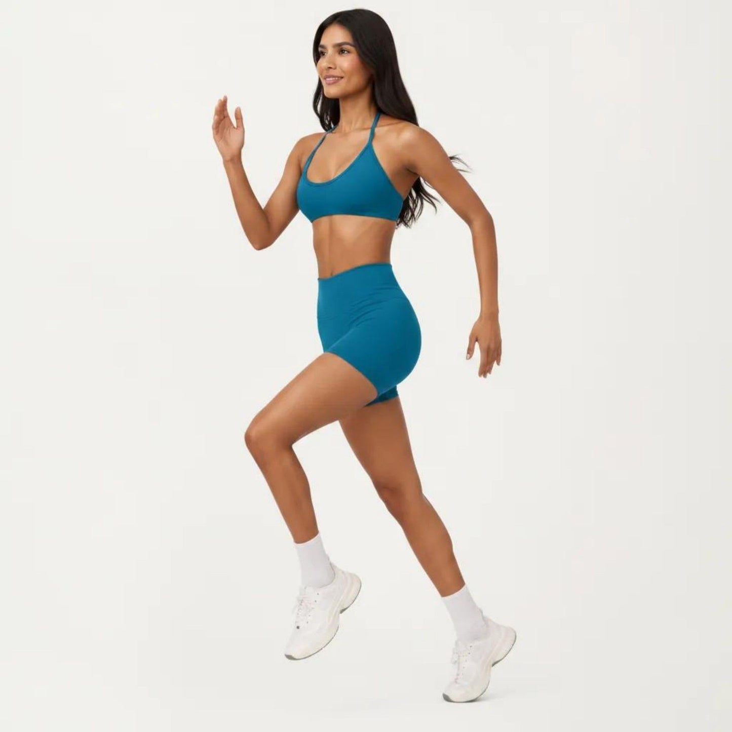 Halter Sports Bra with Open Back and Smooth Stretch Athletic Fit